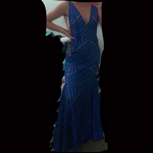 Jovani 59762 Royal Open Back Embellished Prom Dress - Picture 2 of 4